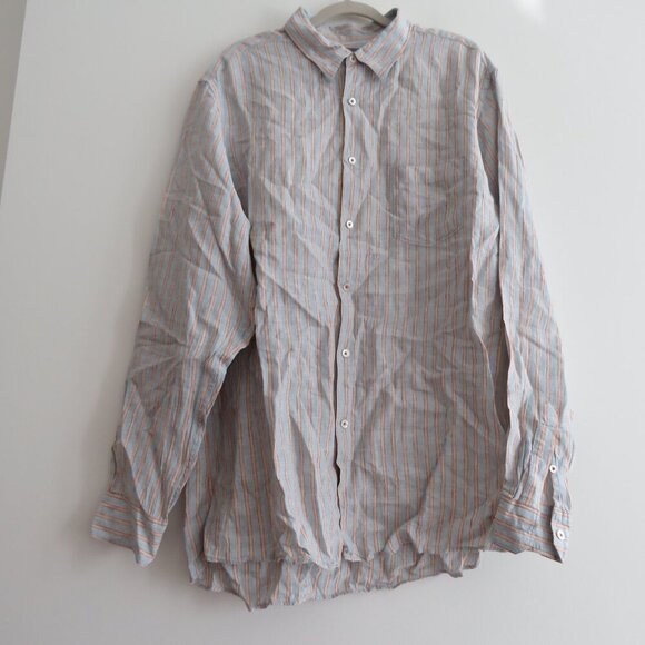 MARTIN GORDON 100% Linen Striped Casual Shirt in Light Blue - Men's Size XL - Picture 11 of 15